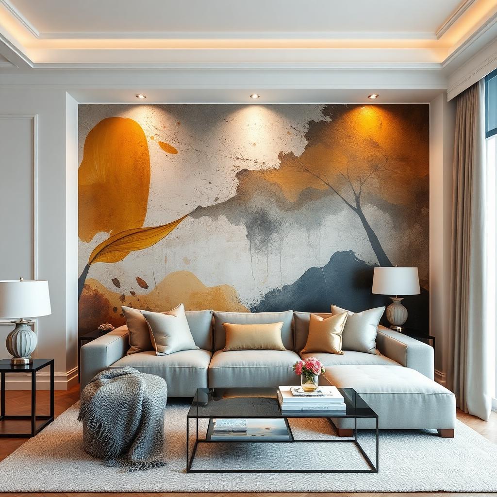 Living room feature wall in Hyderabad