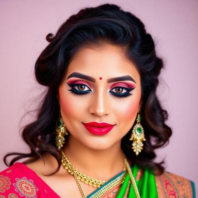 Party makeup being applied for an evening celebration in Hyderabad