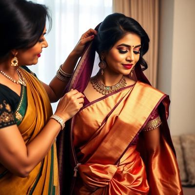 Saree draping service at home in Hyderabad for a wedding function